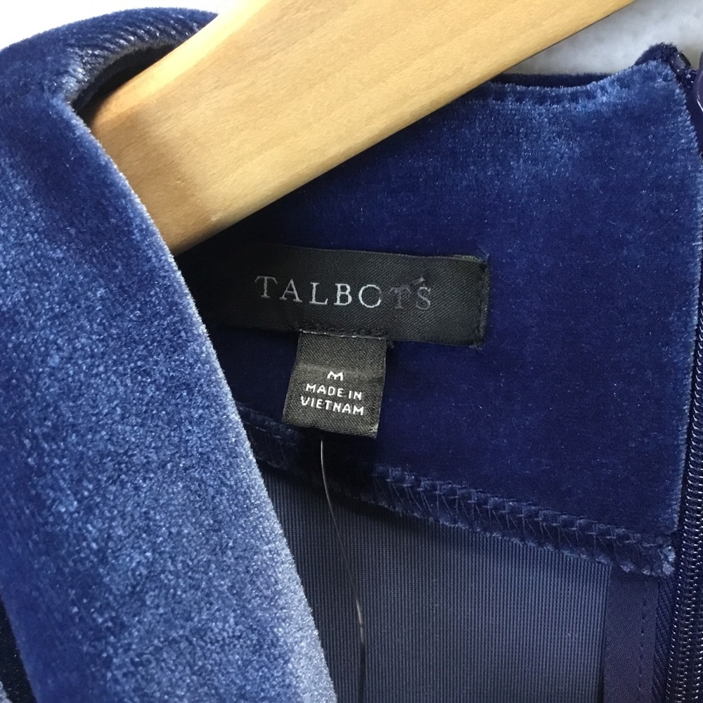 Talbots Velvet Sleeveless Cowl Neck Blouse Top Blue Evening Holiday Party Size M - Picture 6 of 8